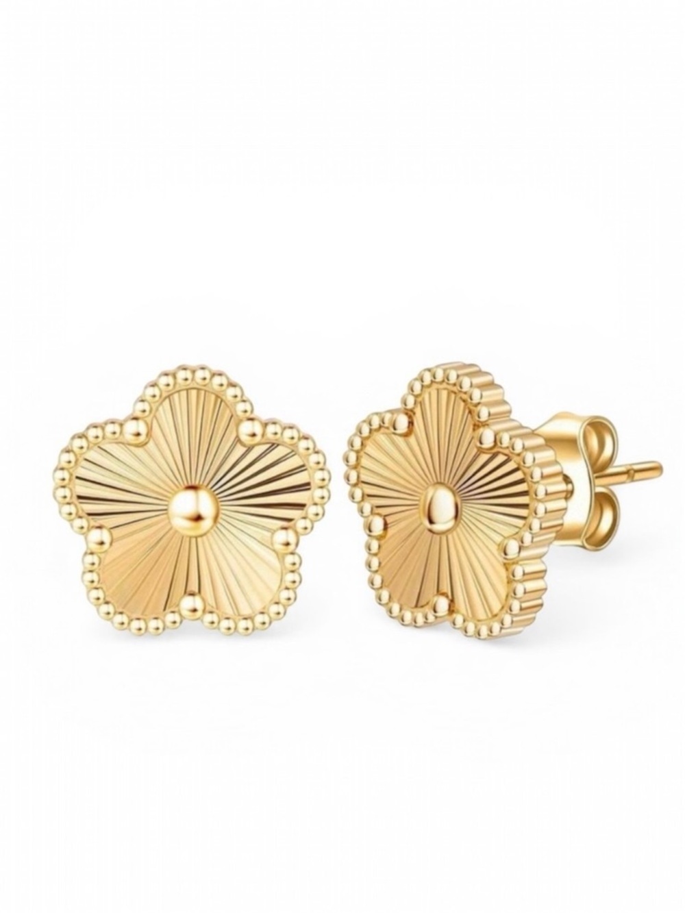 Elegant 14K Gold Plated Flower Stud Earrings New